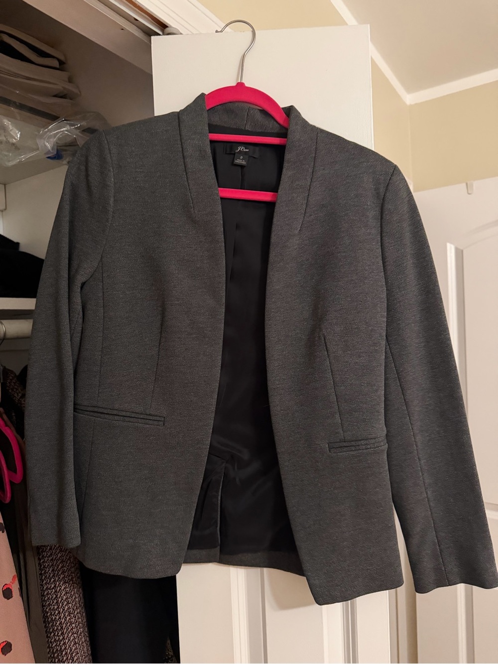 jf j.ferrar Charcoal Gray Open-Front Women's Blazer